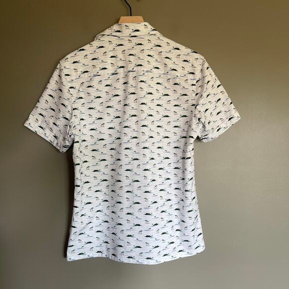 BUGATCHI Milo Island Print OoohCotton Short Sleeve Shirt Size‎ Medium Polo Golf - Picture 13 of 16